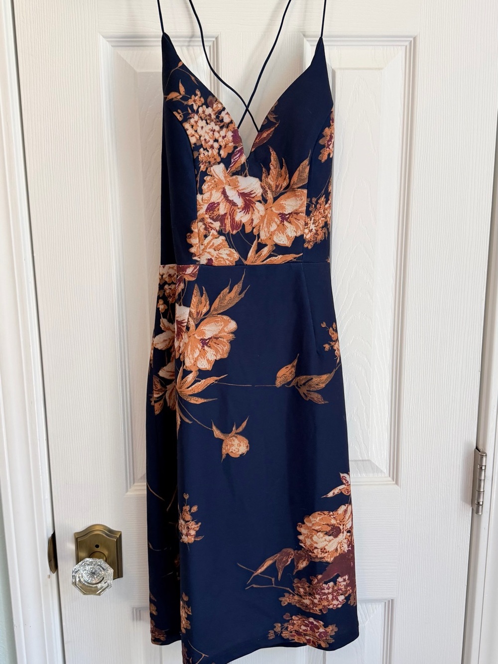 Hello Molly Navy Dress with Tan Floral Print